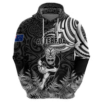 Custom New Zealand Silver Fern Rugby Hoodie Maori Tiki Player With Ta Moko Tribal LT01 - Polynesian Pride