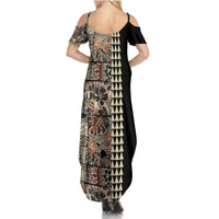 Hawaiian Quilt Family Matching Summer Maxi Dress and Hawaiian Shirt Hibiscus Kakau Vintage Style LT01 - Polynesian Pride