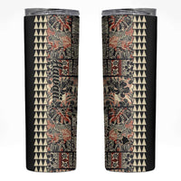 Hawaiian Quilt Skinny Tumbler Hibiscus Kakau Vintage Style