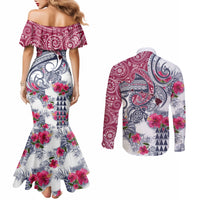 Hawaii Kakau Mix Paisley Pattern Couples Matching Mermaid Dress and Long Sleeve Button Shirt Polynesian Tropical Unique Style LT01 - Polynesian Pride
