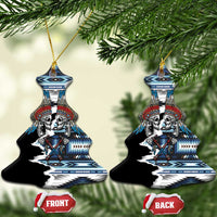 Native American Chief Skull With Axe Ceramic Ornament - Polynesian Pride