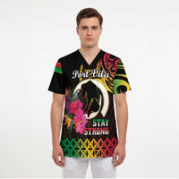 Personalised Vanuatu Port Vila Stay Strong Scrub Top Long God Yumi Stanap - Polynesian Pride