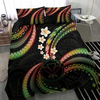 Hawaii Map Kanaka Maoli Bedding Set Fantastic Frangipani Reggae