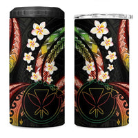 Hawaii Map Kanaka Maoli 4 in 1 Can Cooler Tumbler Fantastic Frangipani Reggae