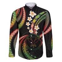Hawaii Map Kanaka Maoli Family Matching Long Sleeve Bodycon Dress and Hawaiian Shirt Fantastic Frangipani Reggae