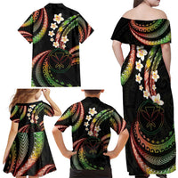 Hawaii Map Kanaka Maoli Family Matching Off Shoulder Maxi Dress and Hawaiian Shirt Fantastic Frangipani Reggae
