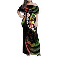 Hawaii Map Kanaka Maoli Family Matching Off Shoulder Maxi Dress and Hawaiian Shirt Fantastic Frangipani Reggae