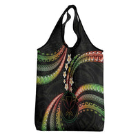 Hawaii Map Kanaka Maoli Grocery Bag Fantastic Frangipani Reggae