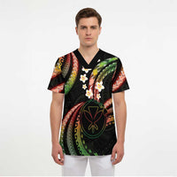 Hawaii Map Kanaka Maoli Scrub Top Fantastic Frangipani Reggae - Polynesian Pride