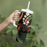 Hawaii Map Kanaka Maoli Tumbler With Handle Fantastic Frangipani Reggae