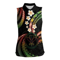 Hawaii Map Kanaka Maoli Women Sleeveless Polo Shirt Fantastic Frangipani Reggae