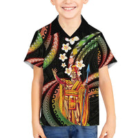 Hawaii King Kamehameha Family Matching Short Sleeve Bodycon Dress and Hawaiian Shirt Fantastic Plumeria Reggae