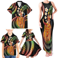 Hawaii King Kamehameha Family Matching Tank Maxi Dress and Hawaiian Shirt Fantastic Plumeria Reggae