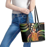 Hawaii King Kamehameha Leather Tote Bag Fantastic Plumeria Reggae