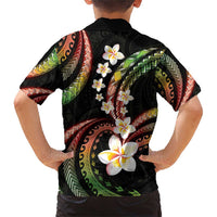 Hawaii Plumeria Reggae Family Matching Short Sleeve Bodycon Dress and Hawaiian Shirt Polynesian Pattern