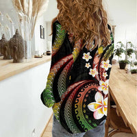 Hawaii Plumeria Reggae Women Casual Shirt Polynesian Pattern