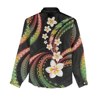 Hawaii Plumeria Reggae Women Casual Shirt Polynesian Pattern