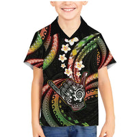Hawaii Shaka Sign Family Matching Mermaid Dress and Hawaiian Shirt Fantastic Frangipani Reggae