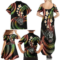 Hawaii Shaka Sign Family Matching Summer Maxi Dress and Hawaiian Shirt Fantastic Frangipani Reggae