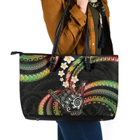 Hawaii Shaka Sign Leather Tote Bag Fantastic Frangipani Reggae