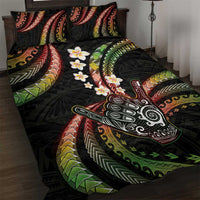 Hawaii Shaka Sign Quilt Bed Set Fantastic Frangipani Reggae