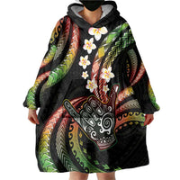 Hawaii Shaka Sign Wearable Blanket Hoodie Fantastic Frangipani Reggae