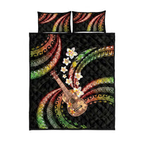 Hawaiian Ukulele Quilt Bed Set Jawaiian Fantastic Plumeria