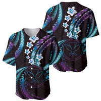 Hawaii Map Kanaka Maoli Baseball Jersey Fantastic Frangipani Amethyst Gradient