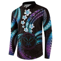 Hawaii Map Kanaka Maoli Button Sweatshirt Fantastic Frangipani Amethyst Gradient