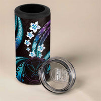 Hawaii Map Kanaka Maoli 4 in 1 Can Cooler Tumbler Fantastic Frangipani Amethyst Gradient