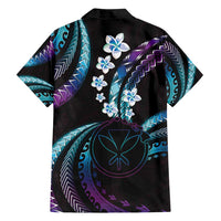 Hawaii Map Kanaka Maoli Family Matching Long Sleeve Bodycon Dress and Hawaiian Shirt Fantastic Frangipani Amethyst Gradient