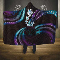 Hawaii Map Kanaka Maoli Hooded Blanket Fantastic Frangipani Amethyst Gradient