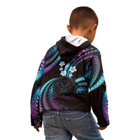 Hawaii Map Kanaka Maoli Kid Hoodie Fantastic Frangipani Amethyst Gradient