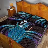 Hawaii King Kamehameha Quilt Bed Set Fantastic Plumeria Amethyst Gradient