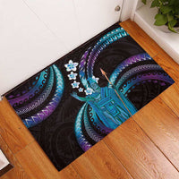 Hawaii King Kamehameha Rubber Doormat Fantastic Plumeria Amethyst Gradient