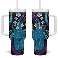 Hawaii King Kamehameha Tumbler With Handle Fantastic Plumeria Amethyst Gradient