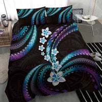 Hawaii Plumeria Bedding Set Amethyst Gradient Polynesian Pattern