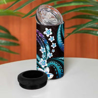 Hawaii Plumeria 4 in 1 Can Cooler Tumbler Amethyst Gradient Polynesian Pattern