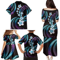 Hawaii Plumeria Family Matching Puletasi and Hawaiian Shirt Amethyst Gradient Polynesian Pattern LT01 - Polynesian Pride