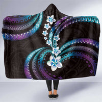 Hawaii Plumeria Hooded Blanket Amethyst Gradient Polynesian Pattern