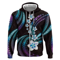 Hawaii Plumeria Hoodie Amethyst Gradient Polynesian Pattern