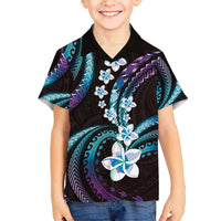 Hawaii Plumeria Kid Hawaiian Shirt Amethyst Gradient Polynesian Pattern