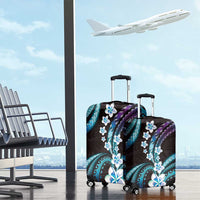 Hawaii Plumeria Luggage Cover Amethyst Gradient Polynesian Pattern