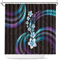 Hawaii Plumeria Shower Curtain Amethyst Gradient Polynesian Pattern