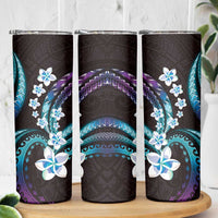 Hawaii Plumeria Skinny Tumbler Amethyst Gradient Polynesian Pattern