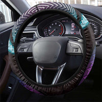 Hawaii Plumeria Steering Wheel Cover Amethyst Gradient Polynesian Pattern