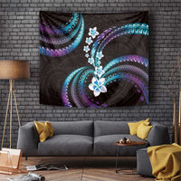 Hawaii Plumeria Tapestry Amethyst Gradient Polynesian Pattern