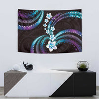 Hawaii Plumeria Tapestry Amethyst Gradient Polynesian Pattern