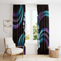 Hawaii Plumeria Window Curtain Amethyst Gradient Polynesian Pattern