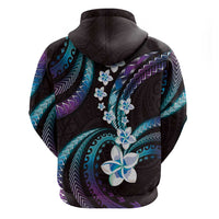 Hawaii Plumeria Zip Hoodie Amethyst Gradient Polynesian Pattern